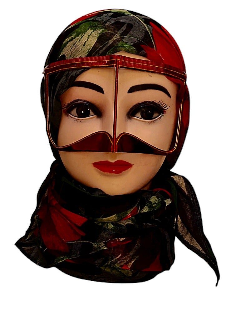 برقع ريكسين أحمر، قناع وجه بتولة العربي التقليدي - Image 4